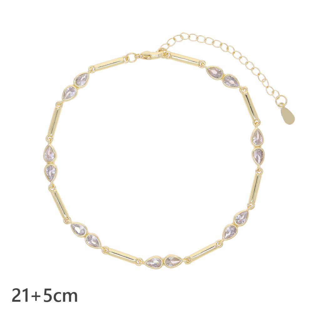 La mode européenne et américaine de la goutte d'eau Zircon Anklet Niche
