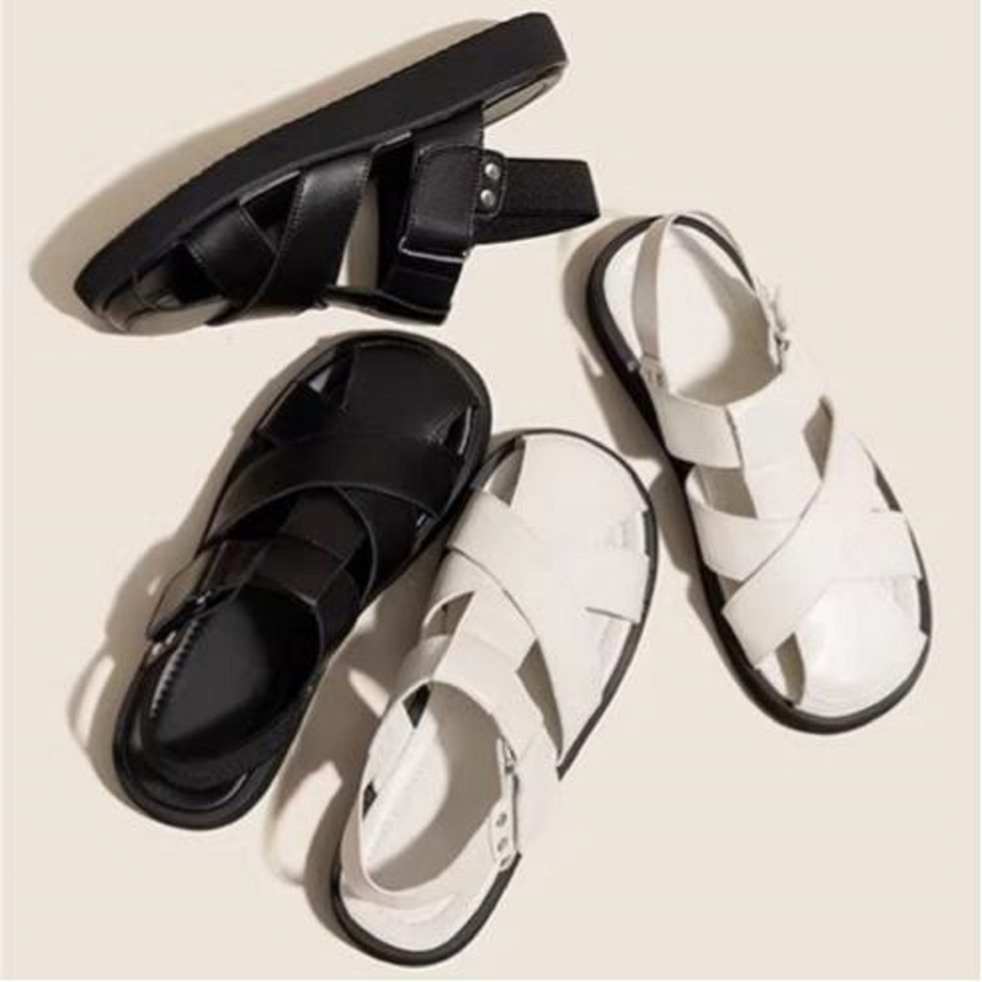 Femmes Minimalist Crisscross Woven Closed Toe Platform Slingback Sandales Matching Casual Da