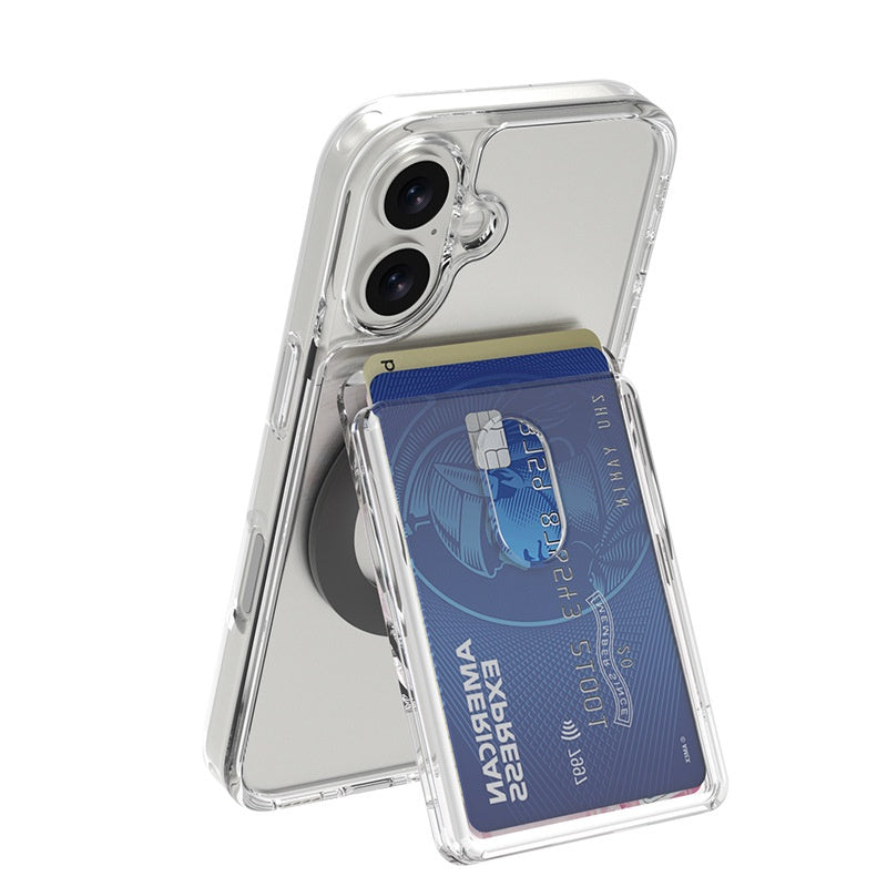 Transparent magnétique sac de carte dos Sticker verticale Push Card Manche portable multifunctio