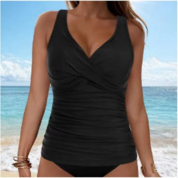 Haut de maillot de bain Crossover col V avec paillettes réglables