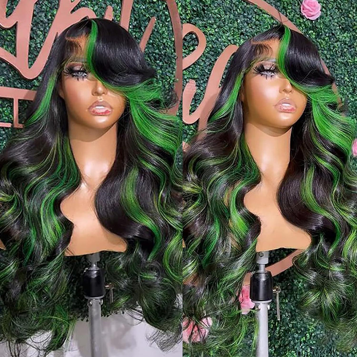 Green Ombre Lace Front Big Wave