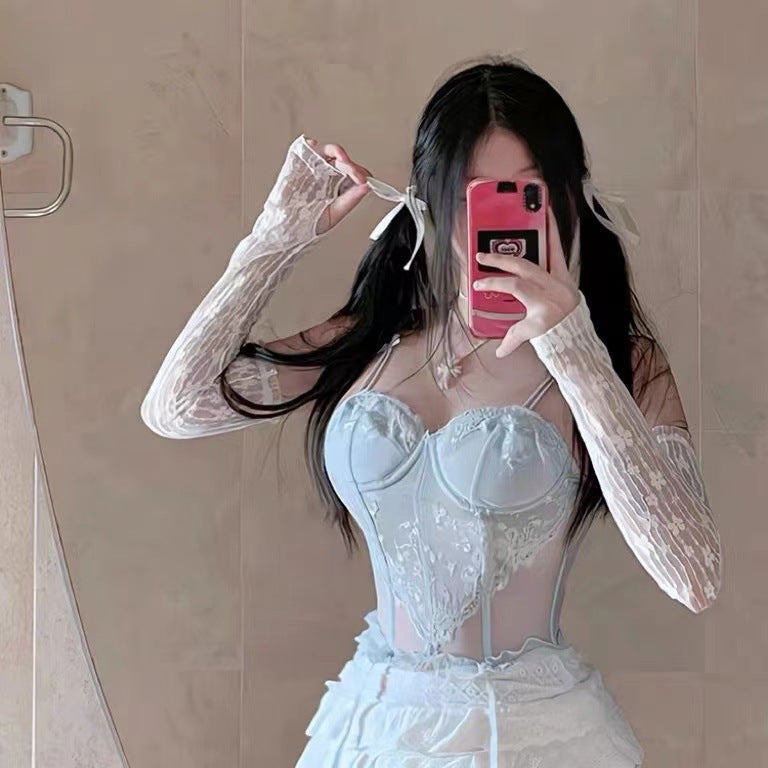 Manches de bras de mesh longues plus grandes femmes