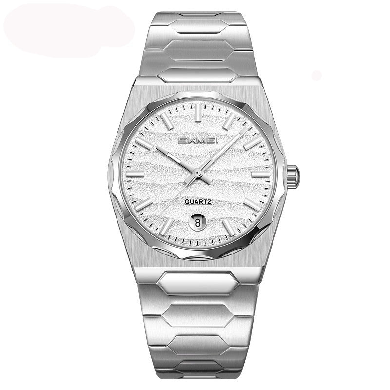 Montre homme avec une fonction de calendrier de bande en acier