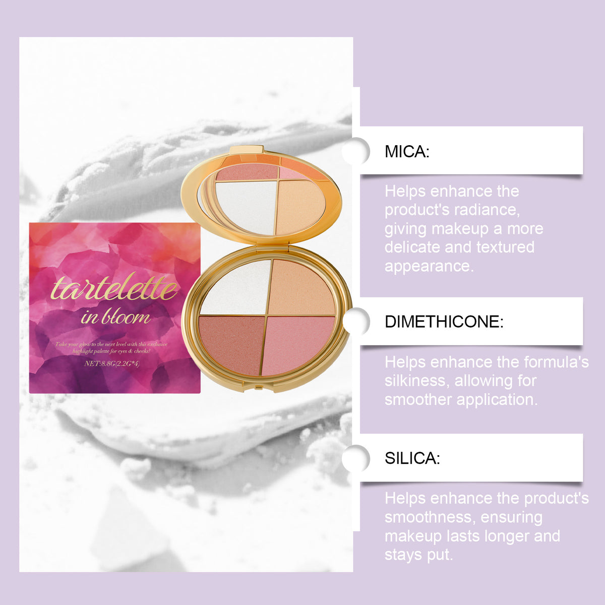 Maquillage naturel brillant Texture de diamant une plaque d'eche quotidienne polyvalente