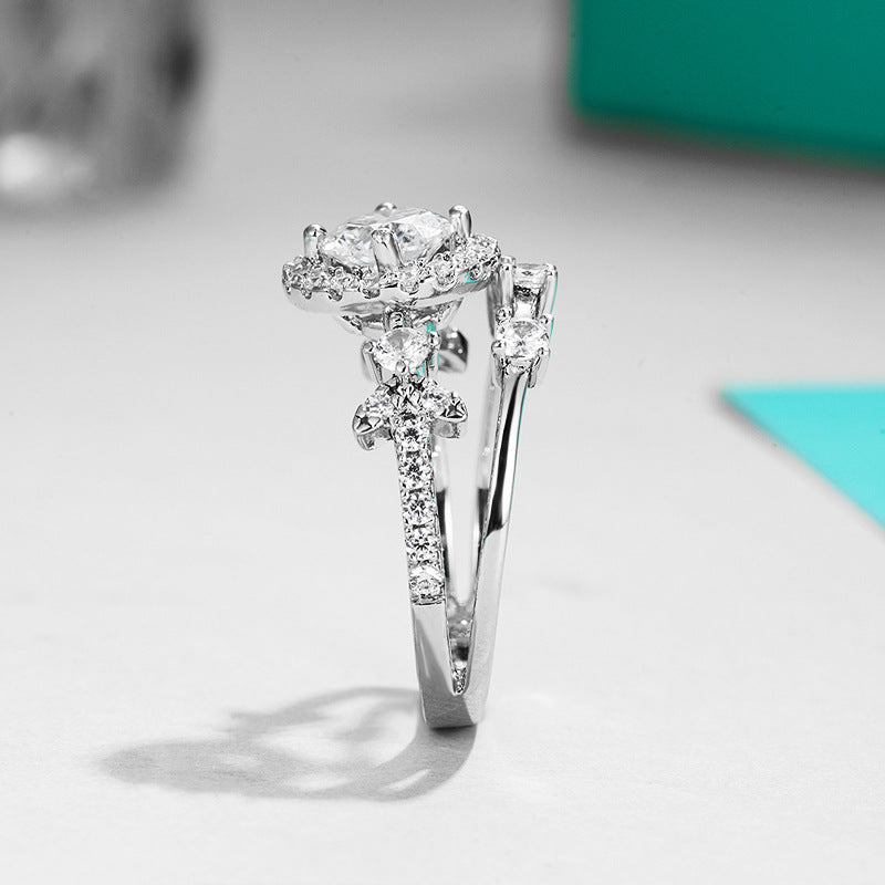 S925 Argent Sterling 1ct D Couleur VVS1 Moissanite bague de mariage Set Star Halo Design US Taille