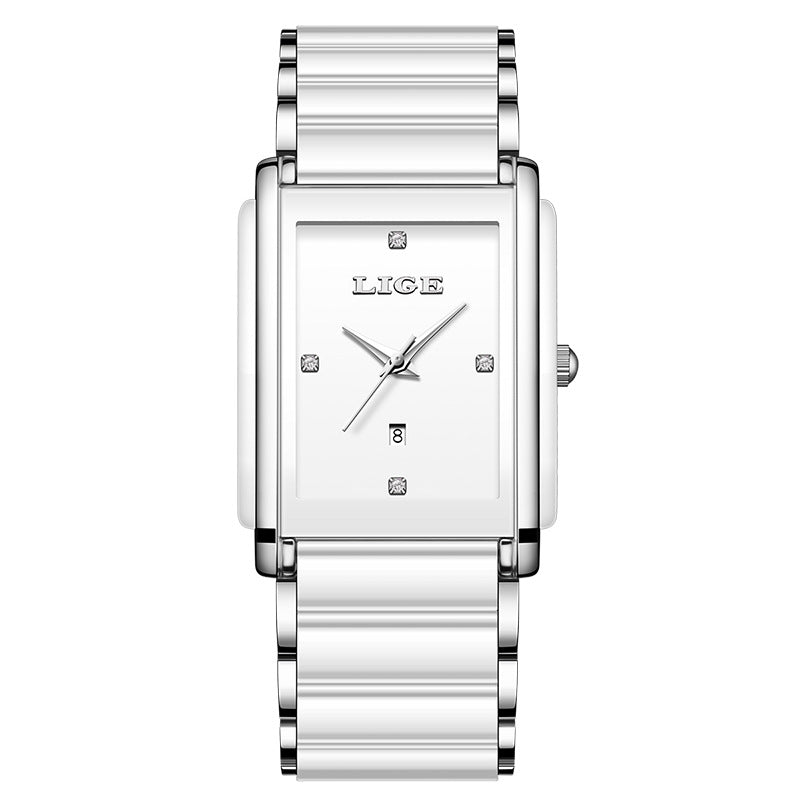 Mode Céramique en acier inoxydable couple montres Quartz montre