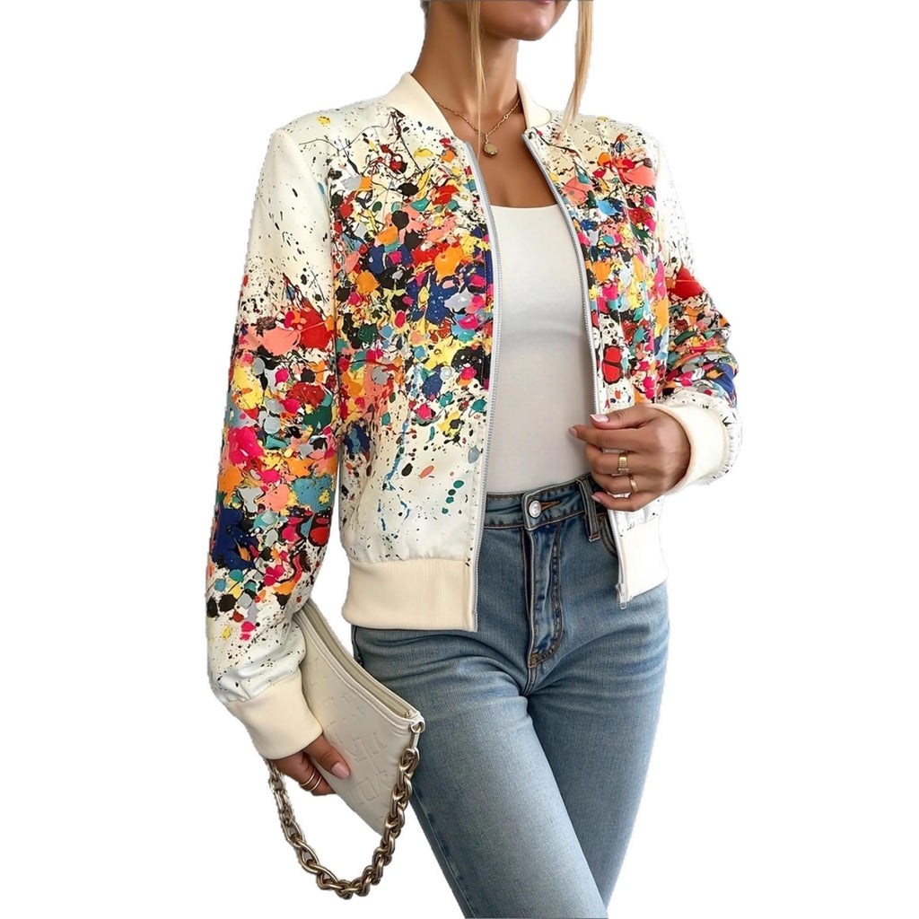 Veste extérieure zippée à la mode imprimée européenne et américaine