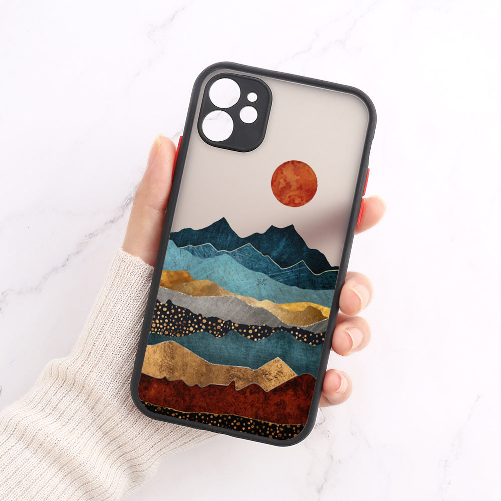 Flower Anti Drop Black Skin Feel Phone Case