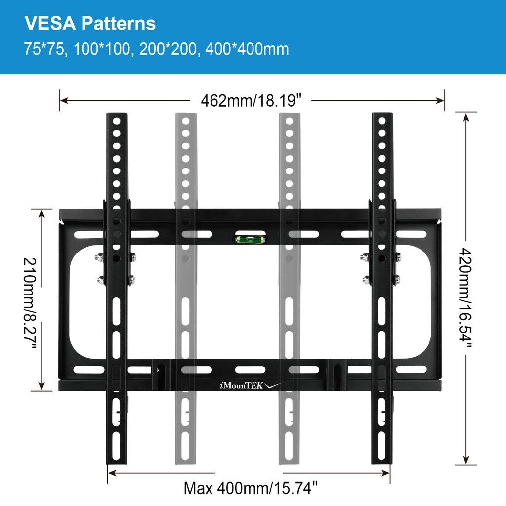 Support mural 1Pc TV Tilt Double bras Support TV VESA 400x400mm maximum pour les téléviseurs 26-55in