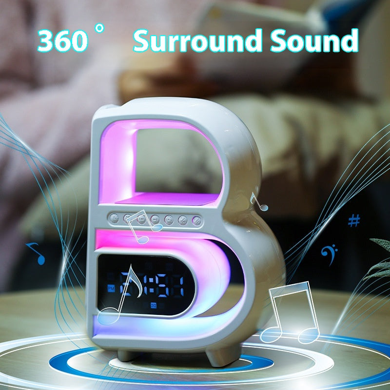B-Shaped Blutooth Haut-parleur multifonctionnel Smart Music Rhythm éclairage téléphone sans fil Charg