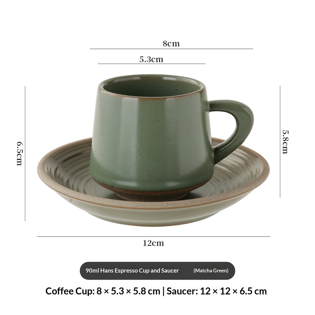 Élégante et créative en pierre rustique Latte Art Retro Cup and Saucer Set en céramique