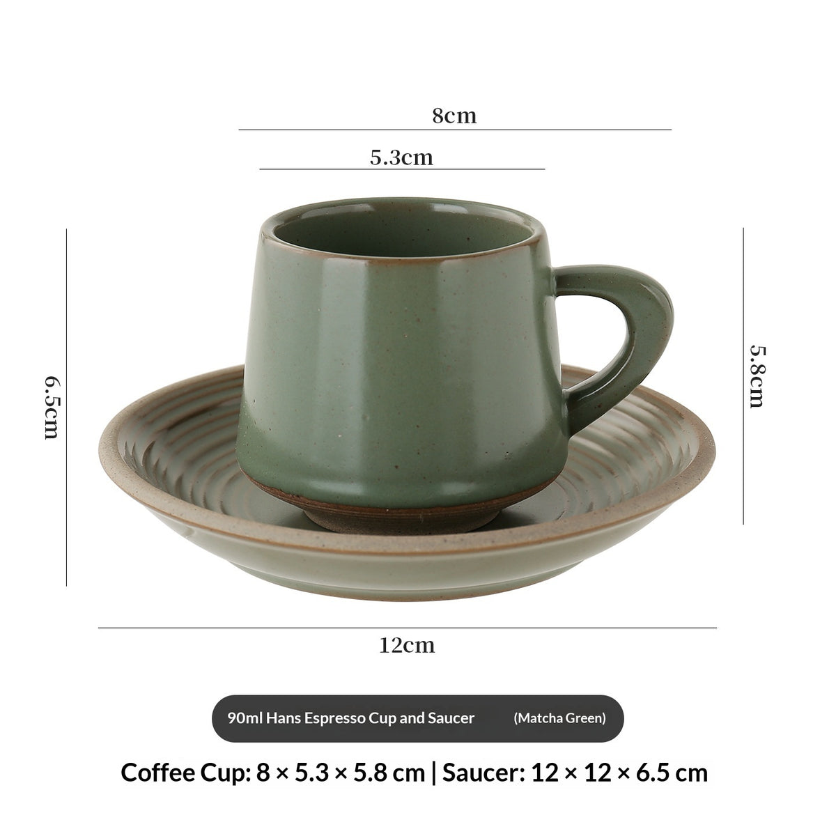 Élégante et créative en pierre rustique Latte Art Retro Cup and Saucer Set en céramique