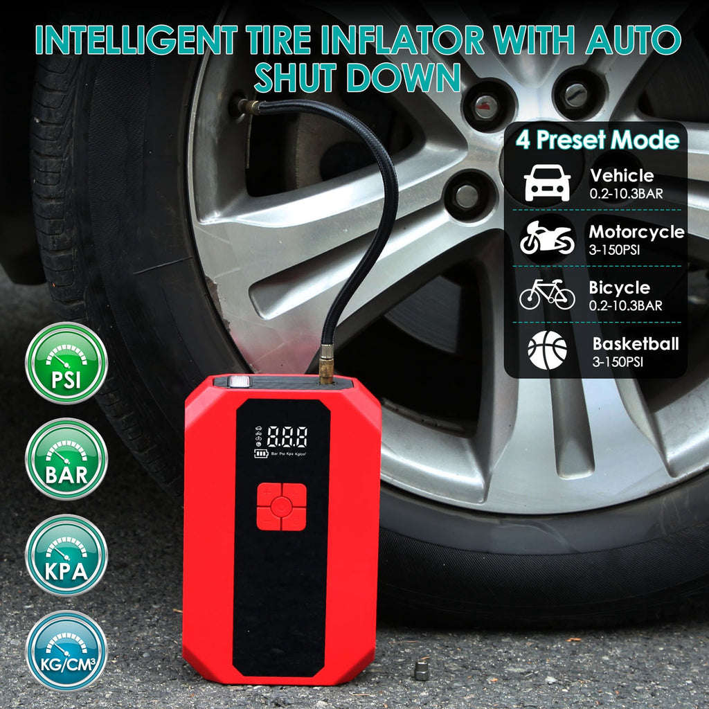 Compresseur d'air de démarrage de voiture portable 1Pc 1500A 400PSI Chargeur de batterie de voiture Jump Starter