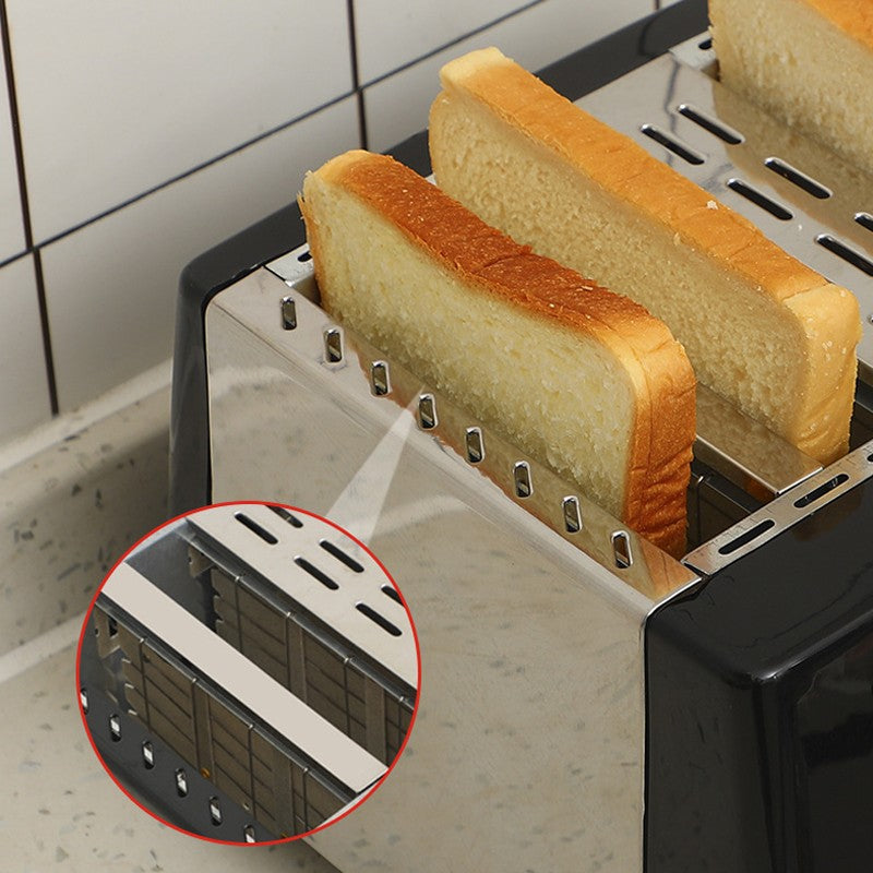 Grille-pain de cuisine 4 Slice Steel Variable Defrost Rechauffer la fente extra large