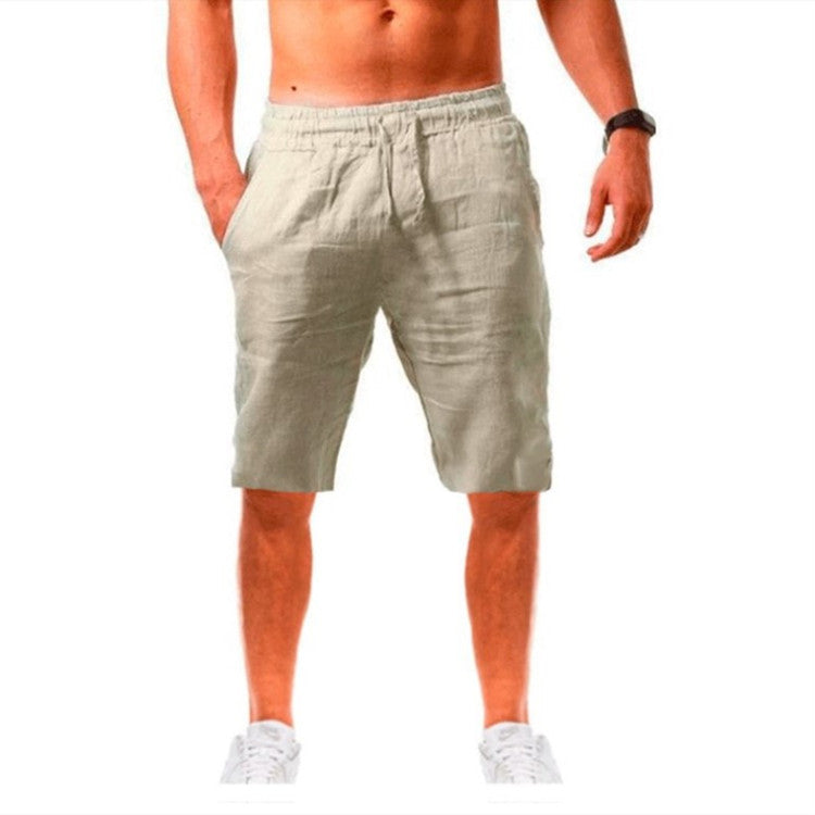 Wish Aliexpress Summer Large Size Loose Lin Breathable Cinq-Point Pantalons Sport Homme Cas