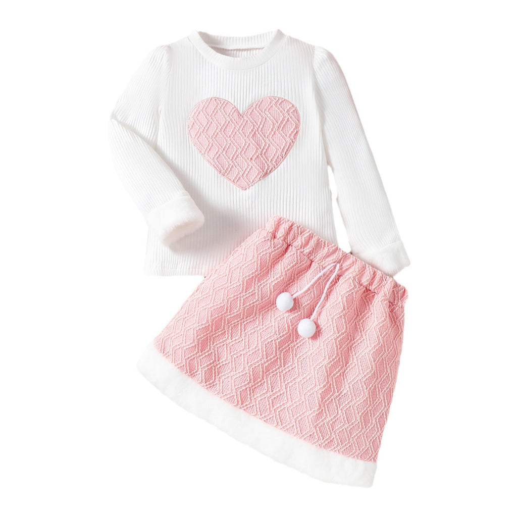 Filles T-shirt à manches longues à imprimé casual mode et ensemble de jupe à manches longues