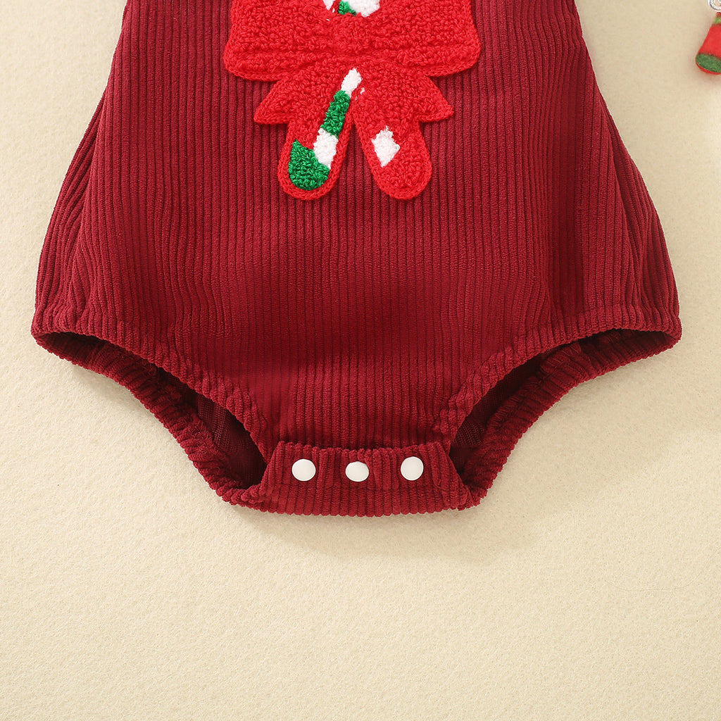 Petit et tout-petit Rouge Noël Brodé Triangle ailé Romper