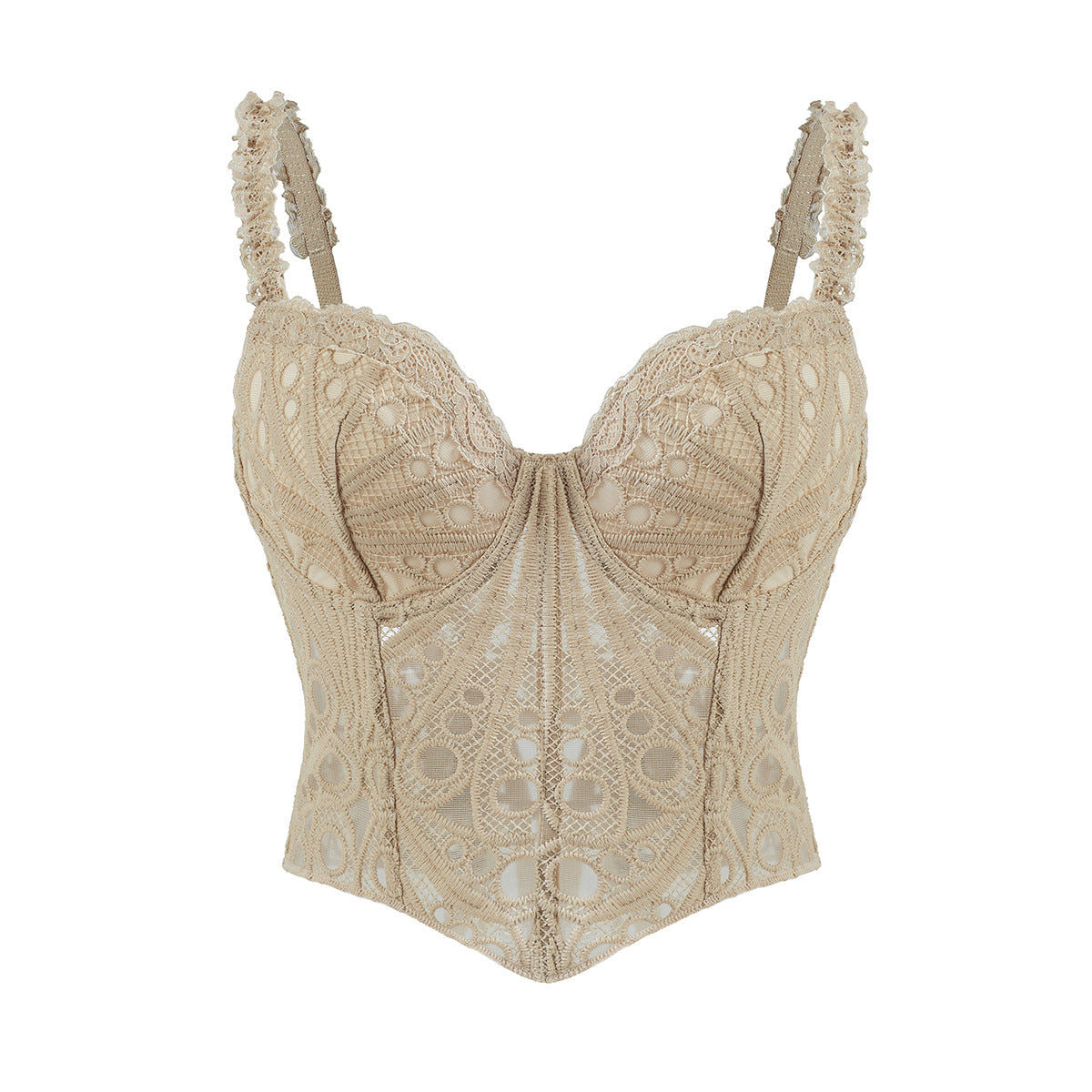 Cut Out Corset Chest Vest Asymétrique Floral Retro Français