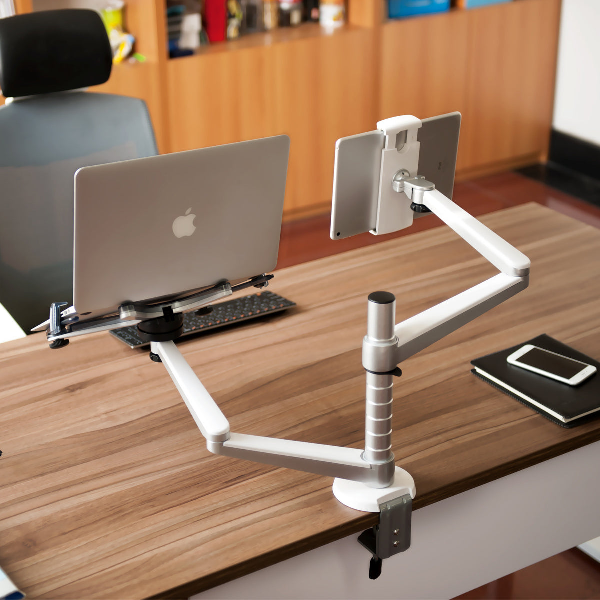 Support d'ordinateur portable en alliage d'aluminium Support de tablette à double bras
