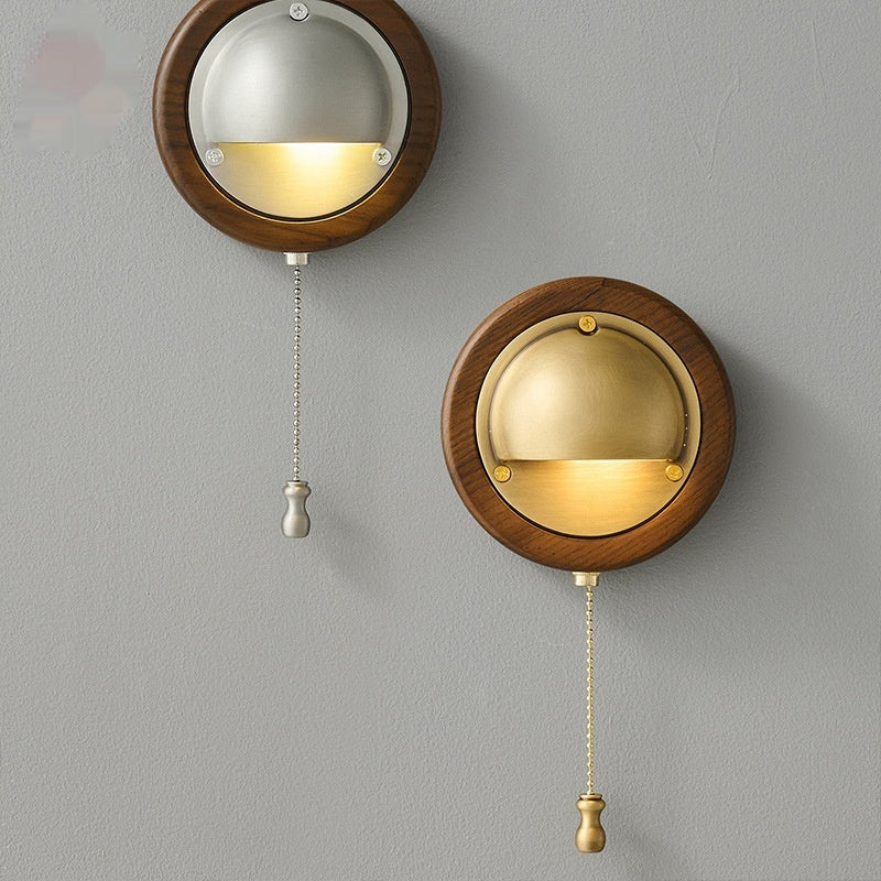 Sconce murale vintage tout-cuivre avec éclairage de couloir d'entrée à chaîne de traction
