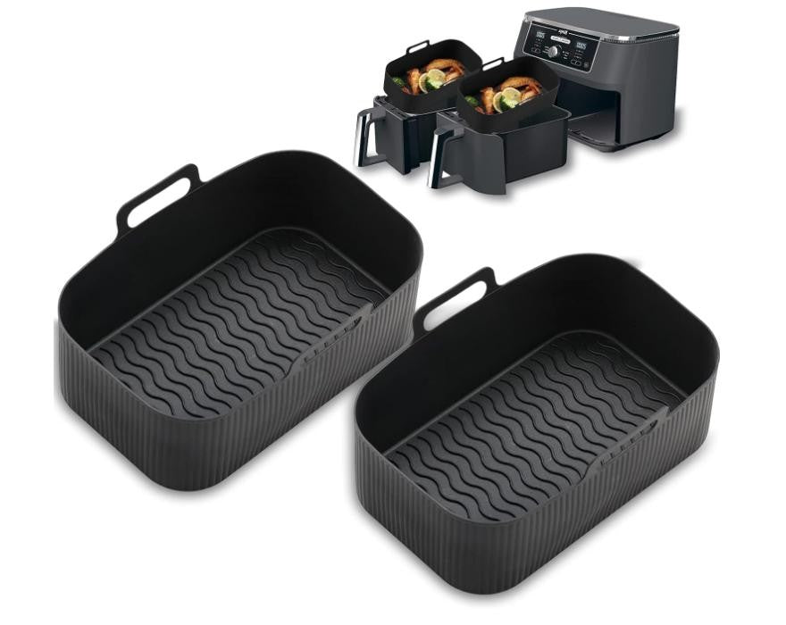 2x Air Fryer Silicone Pot Rectangle Bac de cuisson Liners de panier Insert