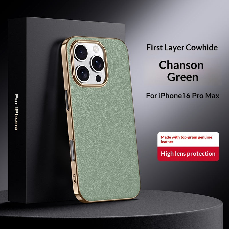 Étui de téléphone en cuir polyvalent et haut de gamme en métal