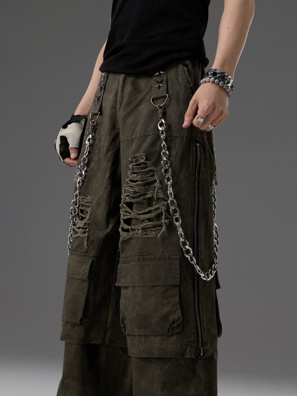 Chaîne de ceinture en métal pour vêtements de travail Pantalons Faux Conception en deux parties