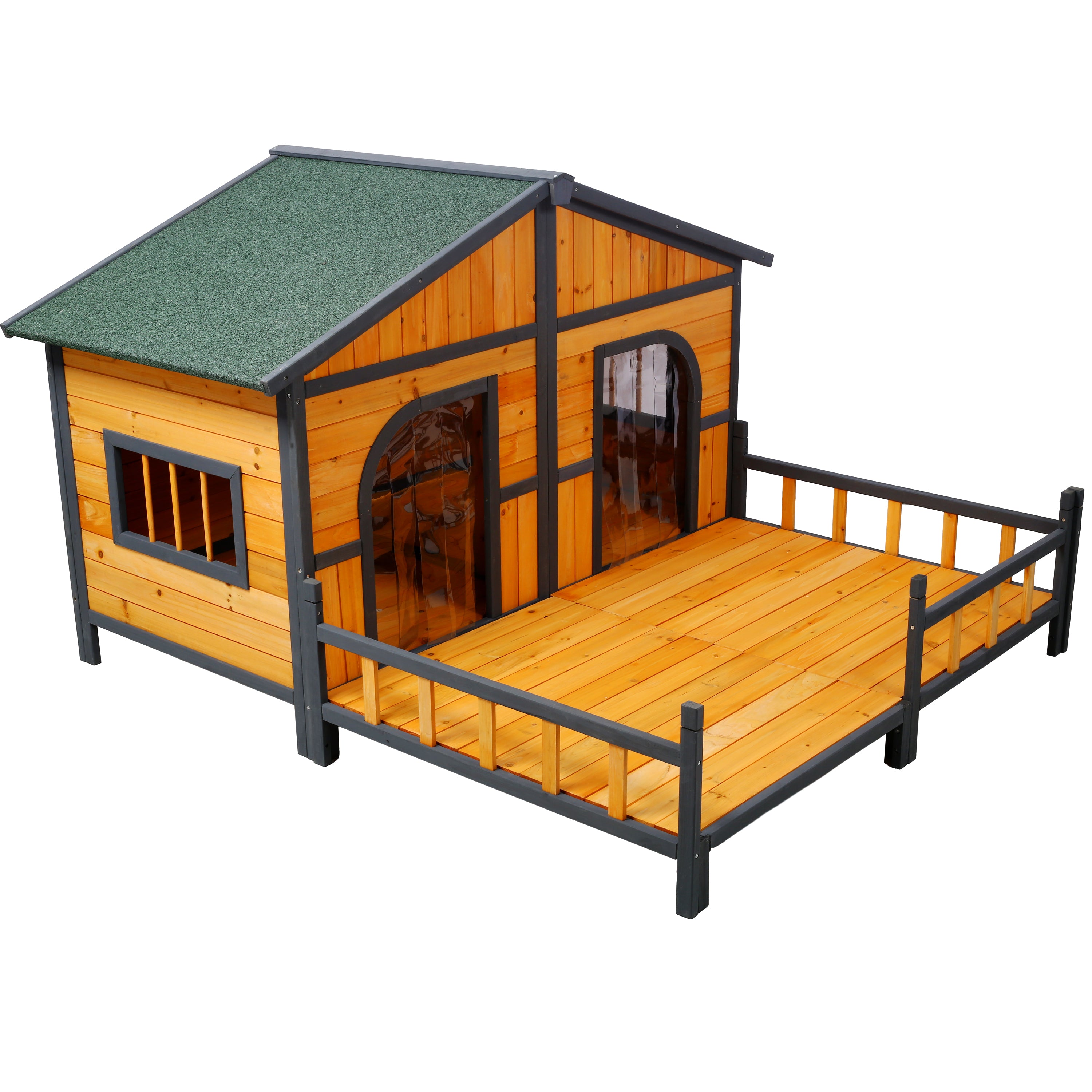 Grande maison de chien en bois extérieur Double XL Kennel de chien avec plancher élevé et porche