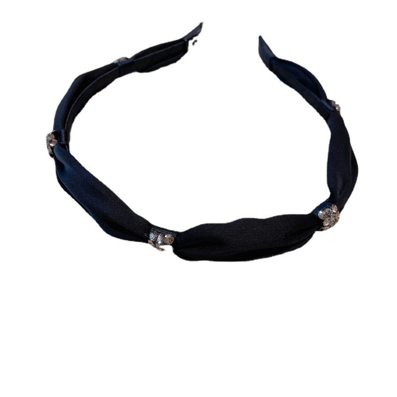 Bande de cheveux haut de gamme en tissu de soie avec des Strass et un nœud Bow