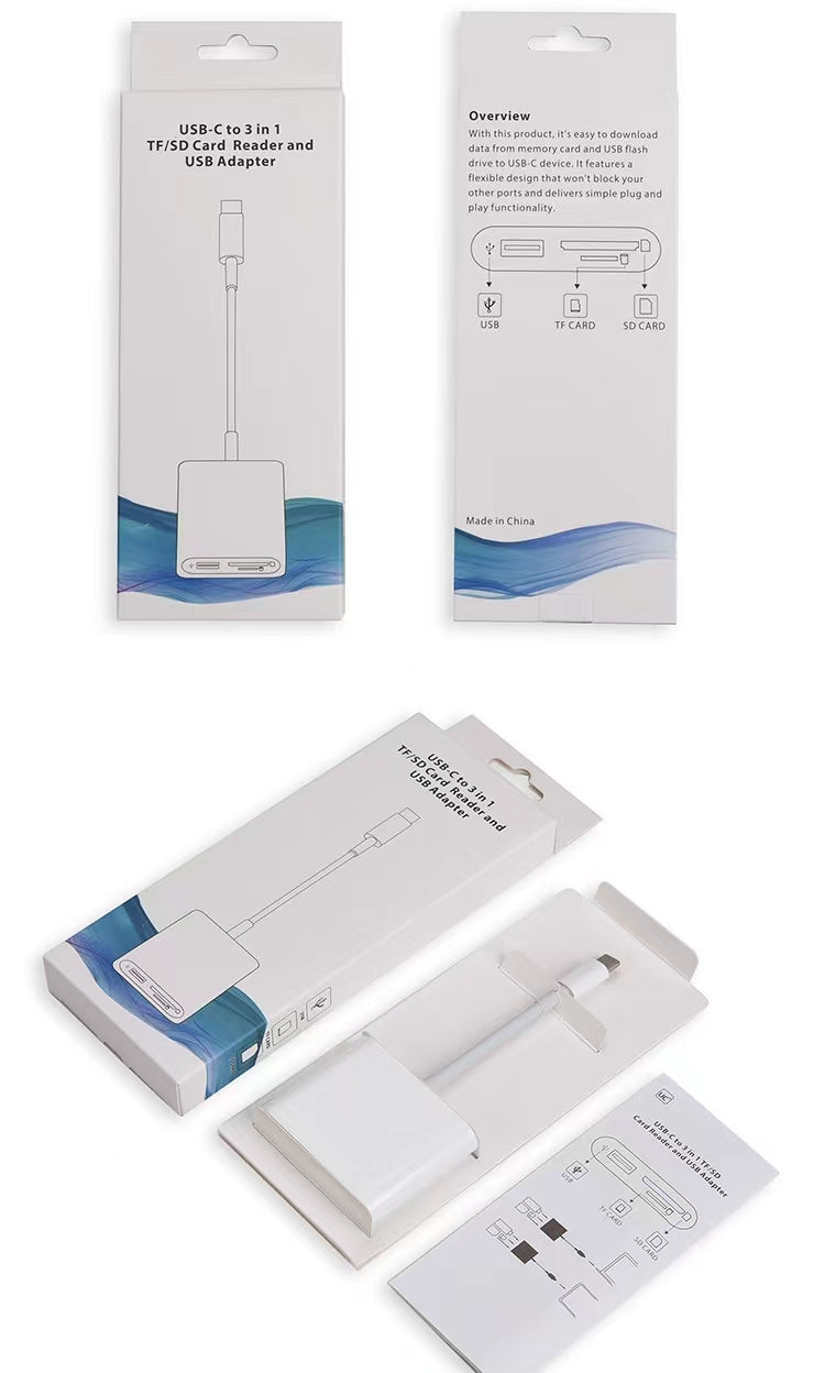 Type-C to USB30 HUB Trois en un pour Huawei Xiaomi Apple SDTF OTG Card Reader