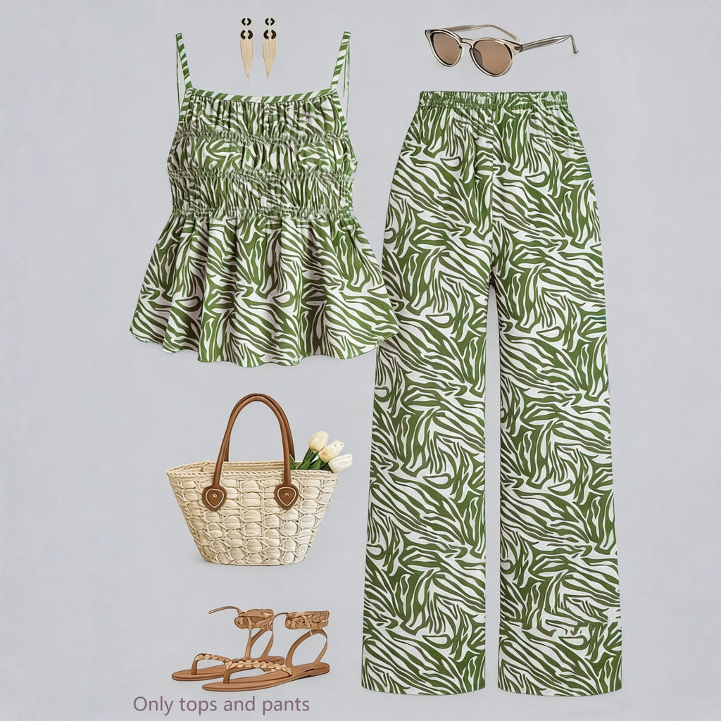 Ensemble de camisole et pantalons à large jambe à texture rusée