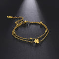 Bracelet de cheville en acier inoxydable coupe Clover Charm pour femmes