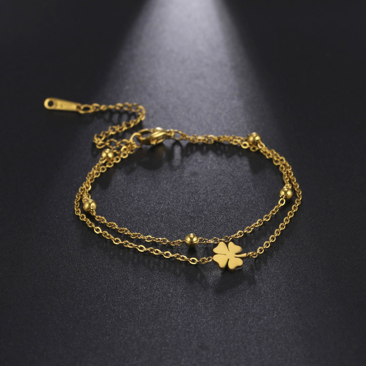 Bracelet de cheville en acier inoxydable coupe Clover Charm pour femmes