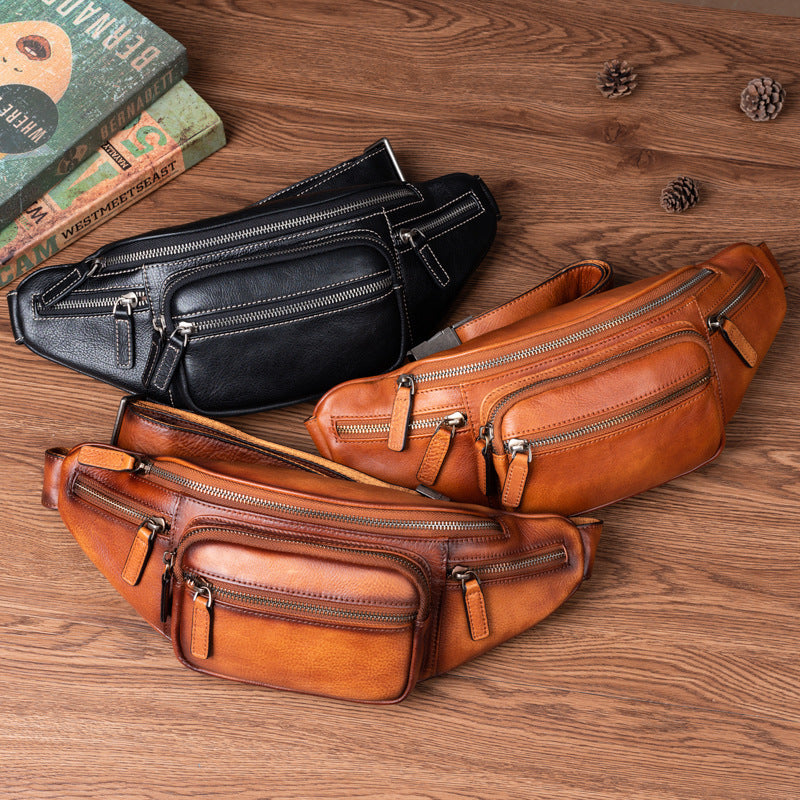 Cowhide Retro-style sac de poitrine casual