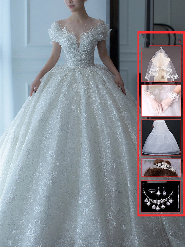 Robe de mariée principale française hors épaule