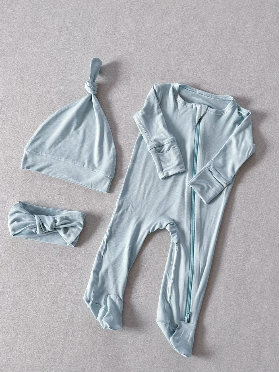 Bébé pied Zip-up Romper Onesie