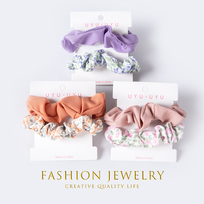 Bague à cheveux larges de style carte Tige à cheveux flore en deux en un