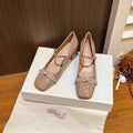 Femmes Elégante française Mary Jane Pompes Été Automne Nue Pearl Bow Basse Coupe Douce Talons hauts