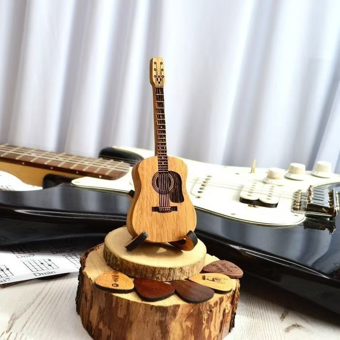 Ornement de guitare personnalisé en bois avec support
