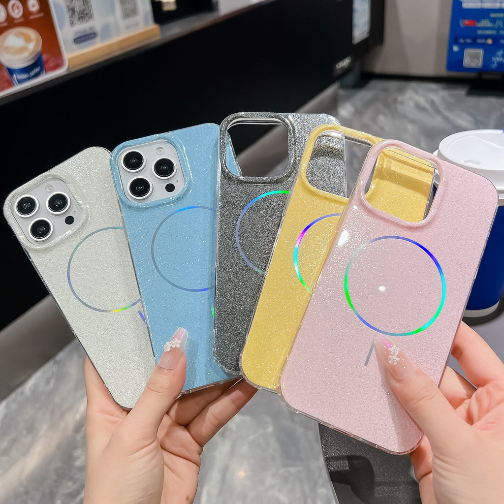 Convient pour les boîtiers de téléphone double face stratifié avec un anneau délicat de paillettes