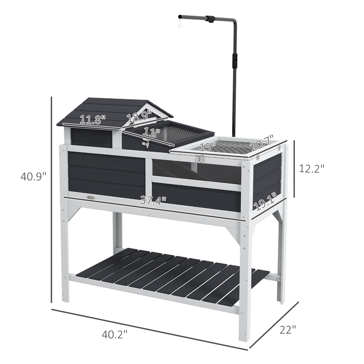 Maison de la tortue avec support de lampe réglable