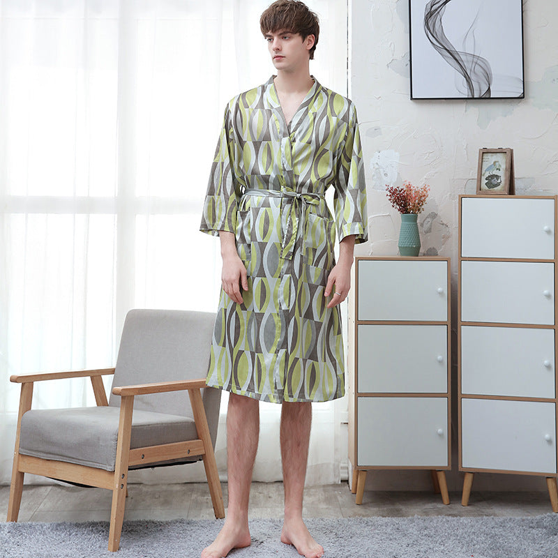 Ice-silk Thin-printed Home Peignoir