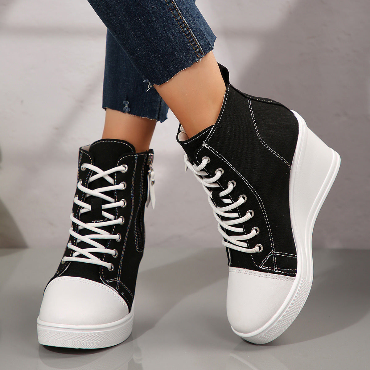 Femmes Mode Versatile Haut-Haut Casual Chaussures en toile
