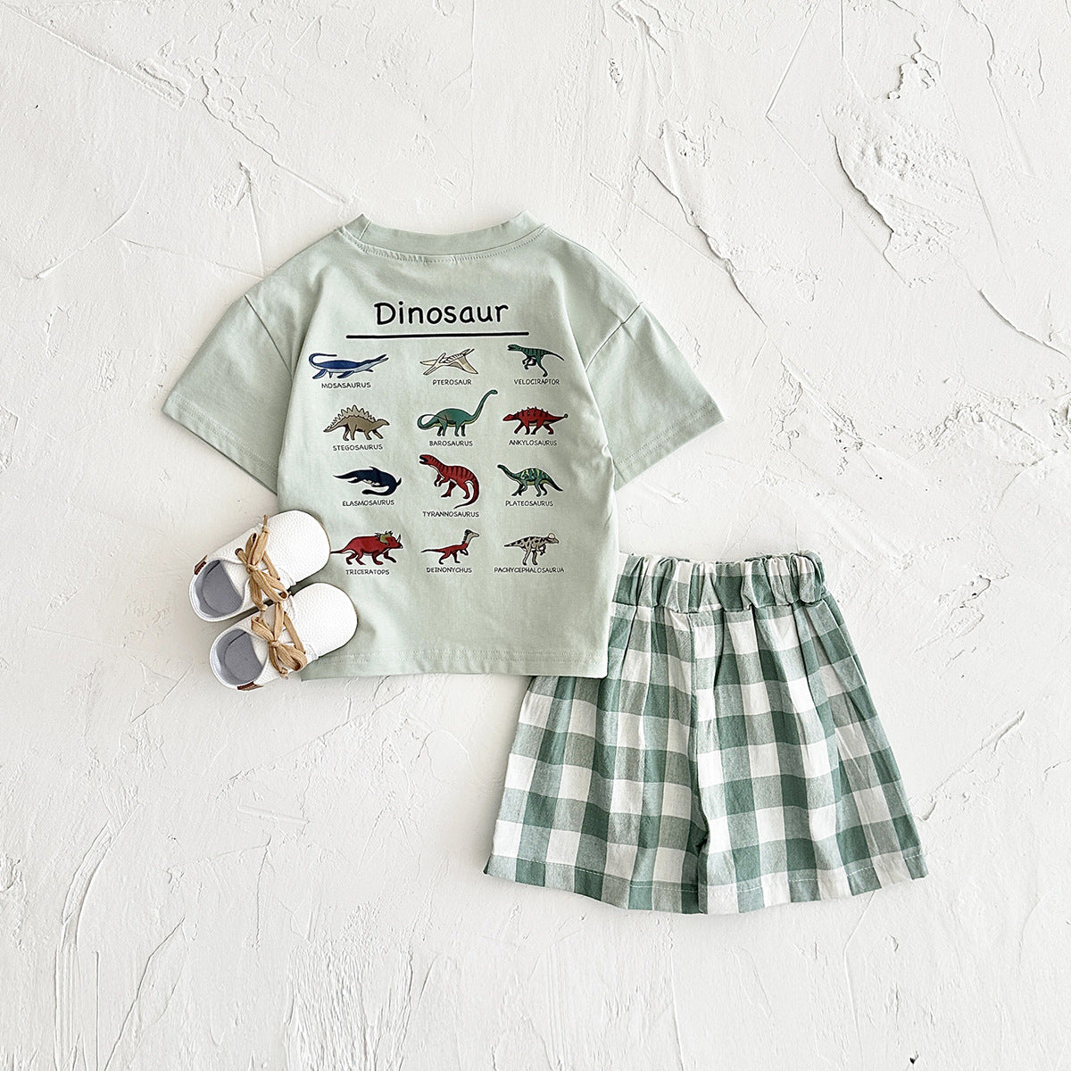 Ensemble de T-Shirt imprimé Dinosaur d'été en coton pur pour enfants