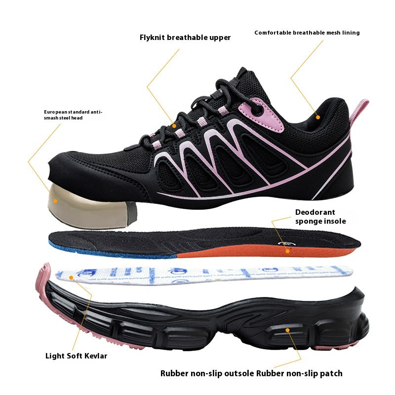 Chaussures Anti-smashing et anti-pénétration Butée en acier Chaussures de travail Protection de la sécurité Femmes