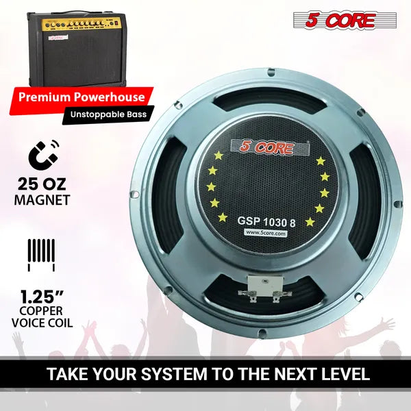 5 Core 10" Guitar Speaker 60W 8Ohm/16Ohm 25Oz Magnet 1,25" VC Amplificateur de cabinet