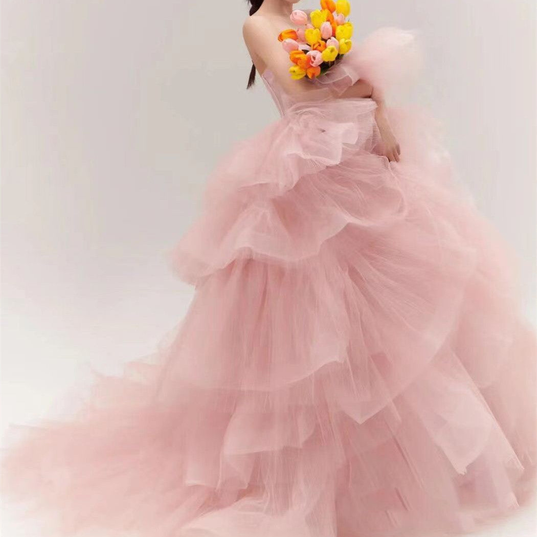 Elegant fille de mariage Photographie robe rose blanc