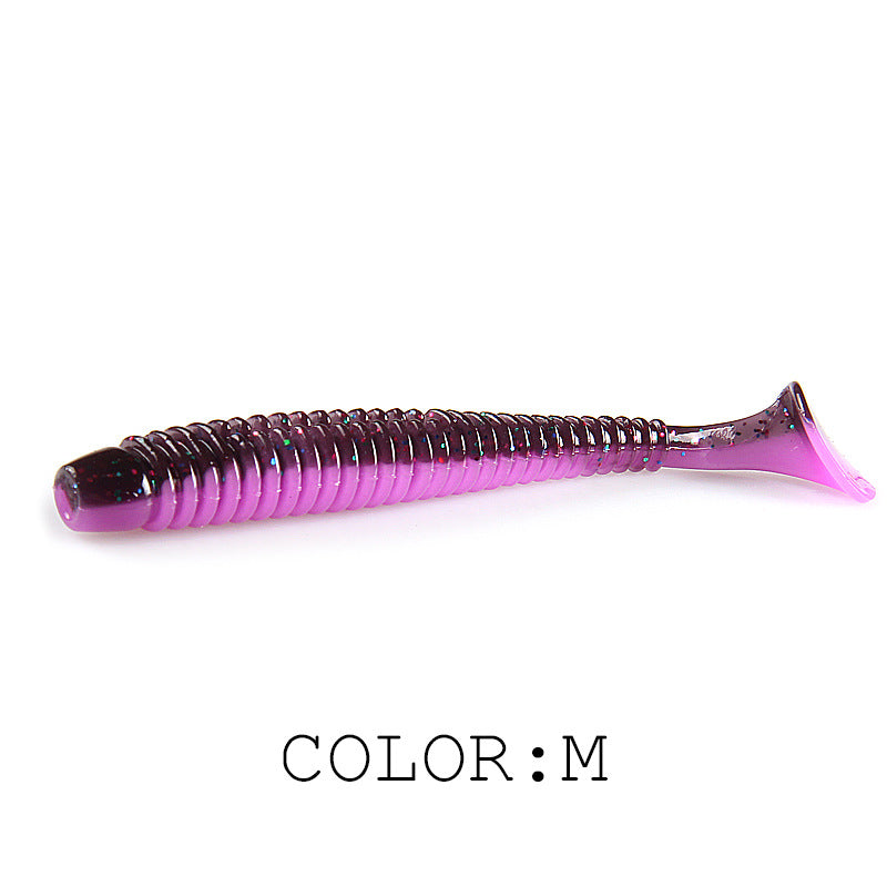 Luya Soft Fish Bait Thread T Tail Double Couleur avec sel