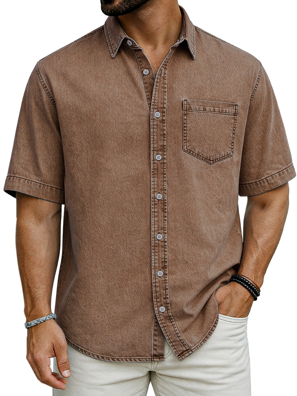 Chemise casual homme manches courtes