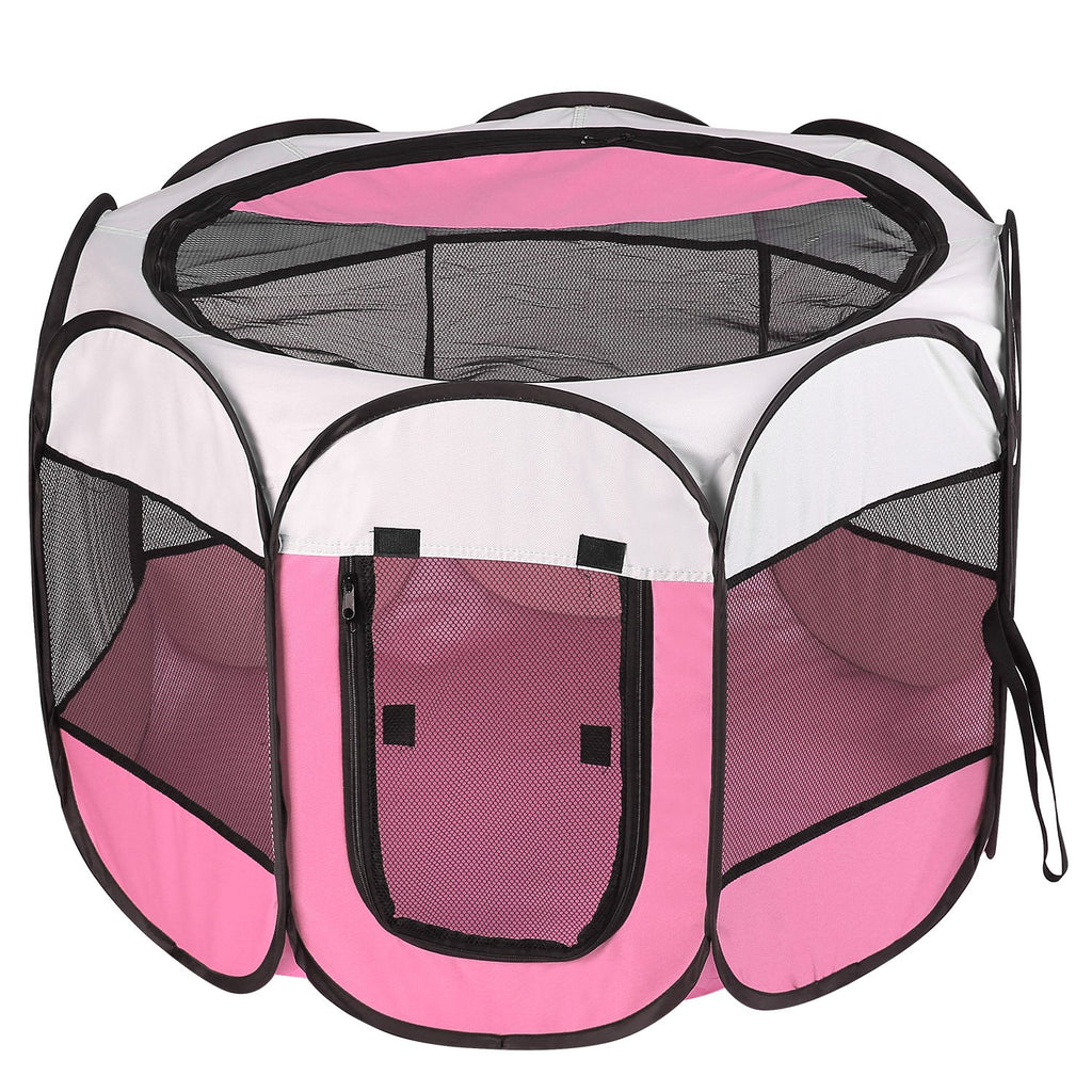 Pink-Blue Options -- 1Pc portable pliable de tente pour animaux de compagnie Pen d'exercice Kennel Zipper amovible T